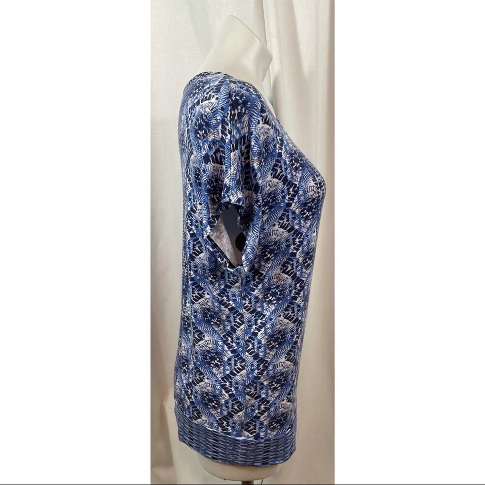 Ruby Rd. Top Patterns Tee Side Tie Button Collar - Picture 4 of 9